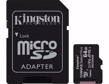 Kingston 64gb Micro SD with Adapter Canvas Select Plus (100mb/s)