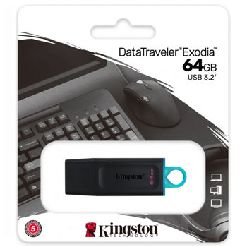 Kingston DataTraveler Exodia 64GB USB 3.2 Flash Drive Black-Teal DTX/64GB