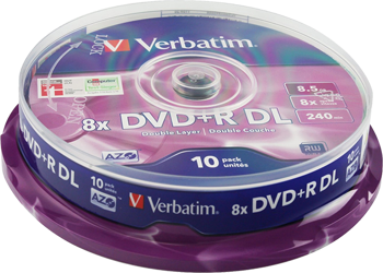 Picture of Verbatim 43666 Verbatim - 10 x DVD+R DL - 8.5 GB 8x - matt silver - spindle
