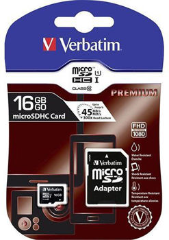  Verbatim Micro SDHC 16GB* - Class 10 with adapter