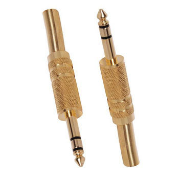 6.35mm Stereo Gold Metal Jack Plug 2 PCs