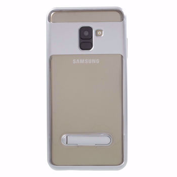 TPU Kickstand Mobile Phone Cover For Samsung Galaxy A8 Plus (2018)- Silver