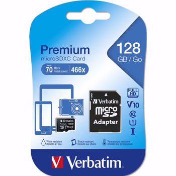 Verbatim Premium microSDXC with adapter 128GB Class 10/UHS-I – 44085