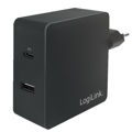 USB power socket adapter, 1x USB-C Port & 1x USB-A Port, 65W 