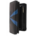 Large women's wallet with 16 card slots - nappa leather - black / blue