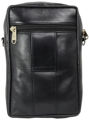 Men's bag with a large cell phone compartment - soft lamb nappa leather, black