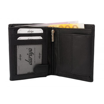 High quality cowhide leather wallet with double seam - black uni