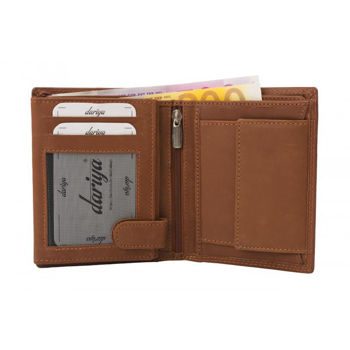 High-quality cowhide leather wallet with double seam - tan natural un
