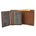 High-quality cowhide leather wallet with double seam - tan natural un