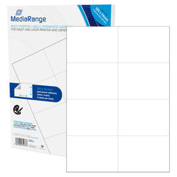 MediaRange Universal labels, highly adhesive, 50 sheets A4 - 8 labels (105 x 74mm), white 4013MRINK145