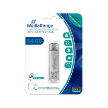 MediaRange MR937 USB flash drive 64 GB USB Type-A / USB Type-C 3.2 Gen 1 (3.1 Gen 1) Silver 