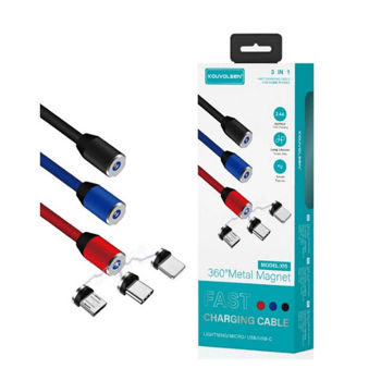 Kouvolsen X15 Magnetic Cable 3 IN 1 Micro USB Type C Lighting Fast Charging 