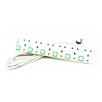 GK Power 6 Way UK Plug Power Extension Multi Socket