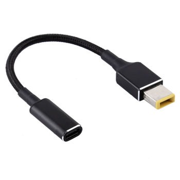 PD 100W 18.5-20V Square Plug to USB-C / Type-C Adapter Nylon Braid Cable for Lenovo