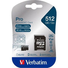 Verbatim MicroSDHC 512GB 4K Ultra HD A2 + Adatpter