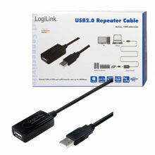 10m USB2.0 EXTENTION CABLE BLK LOGILINK