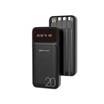 SOVO X06 Power Bank 20000mAh με 4 Ενσωματωμένα Καλώδια (Lightning / Type-C / Micro-USB / USB-A)